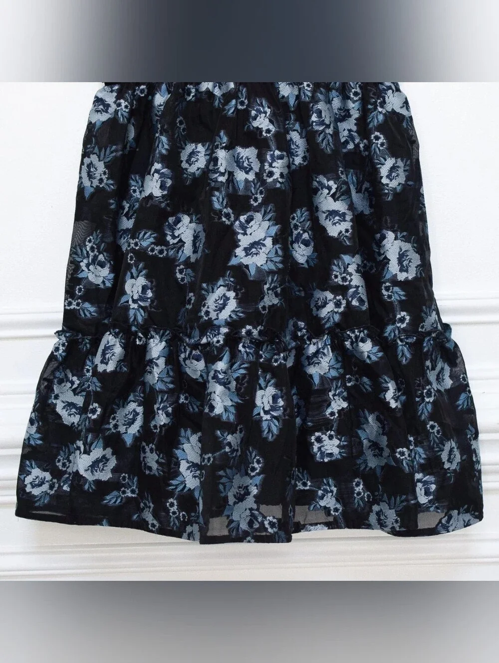 Kate Spade Prairie Rose Jewel Dress Floral Fit & Flare Mini Blue Size 00 Party